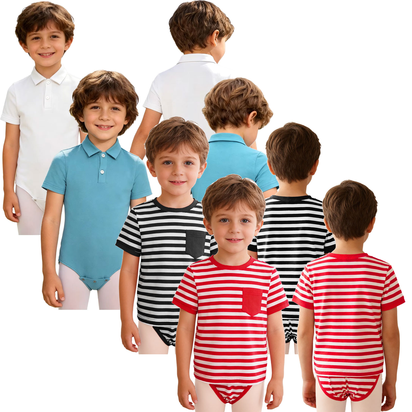 Summer Clothing Boys - ชุดบอดี้สูทเด็กพิเศษสำหรับผู้มีความต้องการเฉพาะทาง แขนสั้น สไตล์เสื้อยืด 2-in-1 สำหรับสวมใส่ในชีวิตประจำวัน ชุดอยู่บ้าน