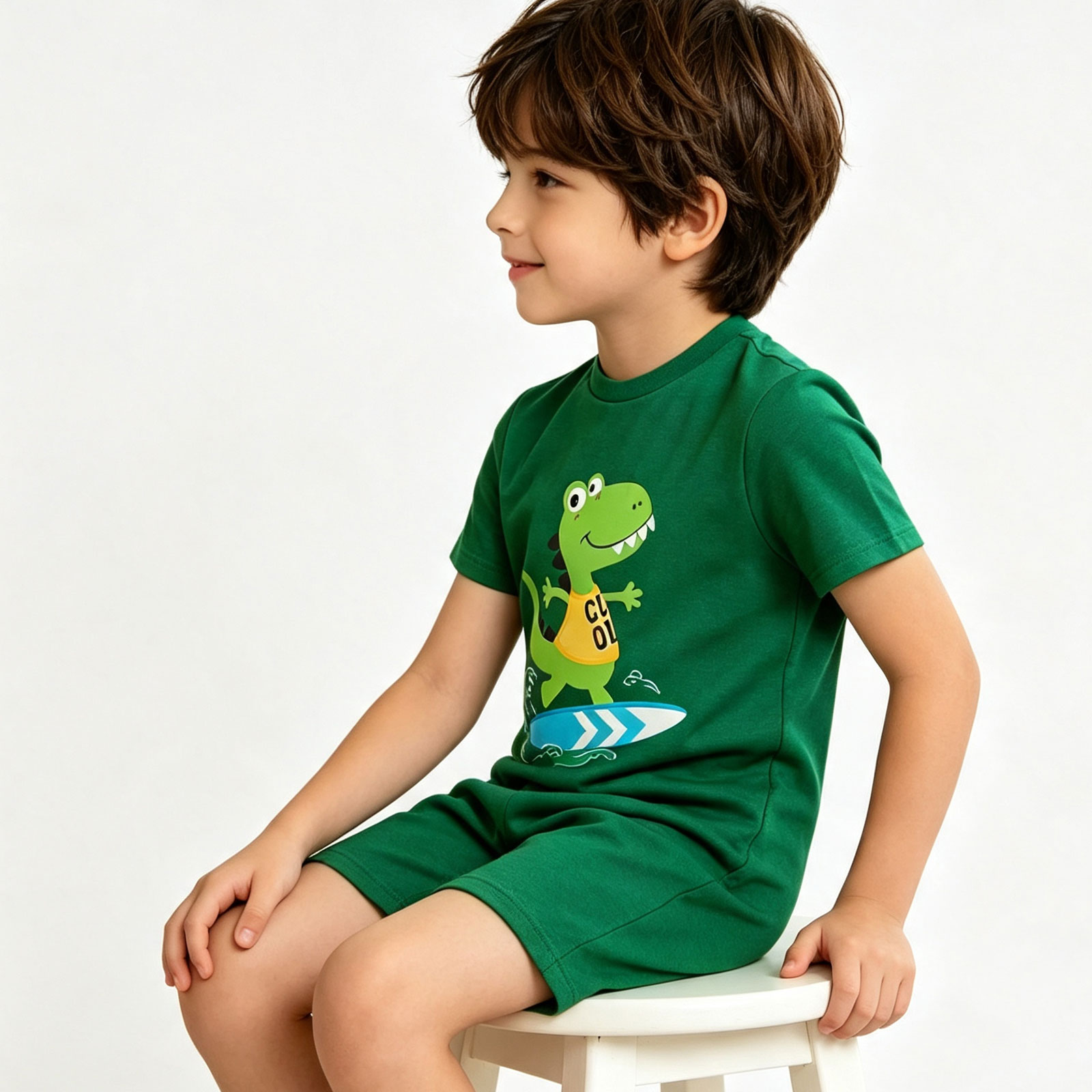 Summer Clothing Boys - เสื้อผ้าสำหรับเด็กที่มีความต้องการพิเศษ ชุดจั๊มสูทเด็กแขนสั้นพิมพ์ลายไดโนเสาร์ ชุดบอดี้สูทป้องกันการหลุดลอก ชุดอยู่บ้าน ชุดใส่ประจำวัน