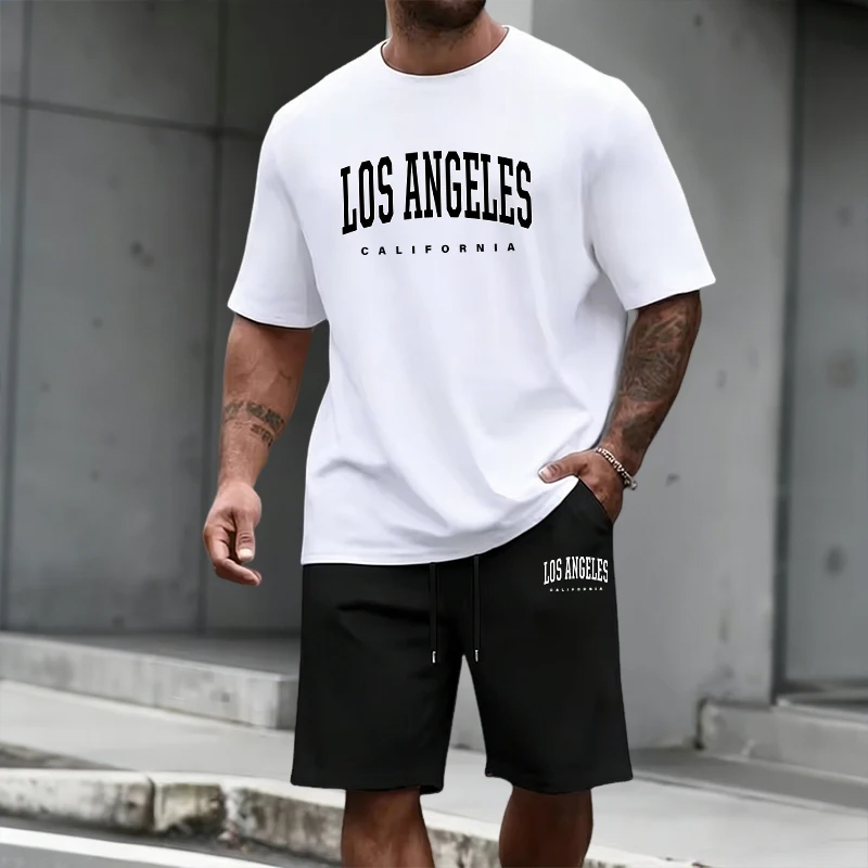 Summer Clothing For Young Men - ชุดวอร์มผู้ชาย เสื้อแขนสั้นและกางเกงขาสั้นยาวระดับเข่า แฟชั่นลำลองประจำวันฤดูร้อนปี 2026 เสื้อยืด ชุดออกกำลังกาย