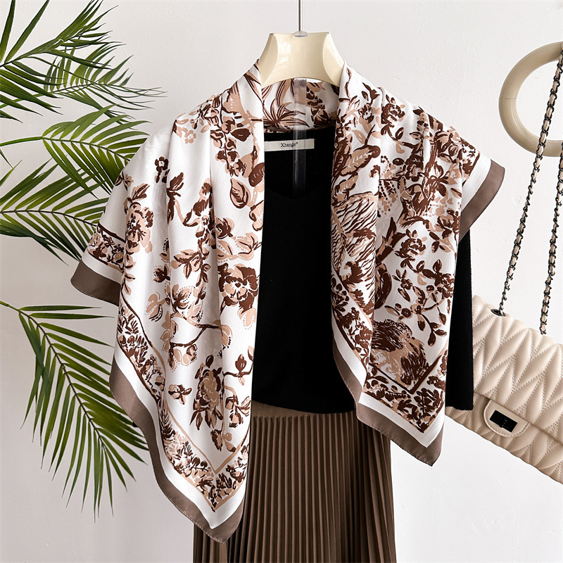 Sarong Pareo Wrap - ผ้าพันคอชายหาด ปาเรโอ ซารอง ผ้าไหมทวิลล์ ขนาด 90x90