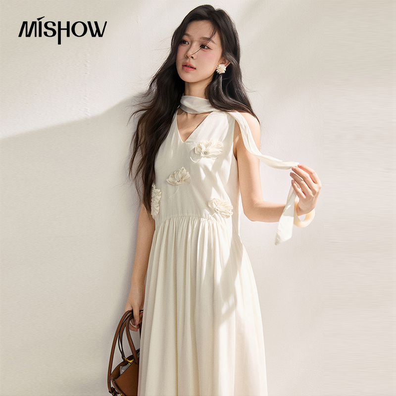 Sundress Midi Floral - MISHOW ผู้หญิง'ไลโอเซลล์ 3D ฟลาวเวอร์ มิดิเดรส 2026
