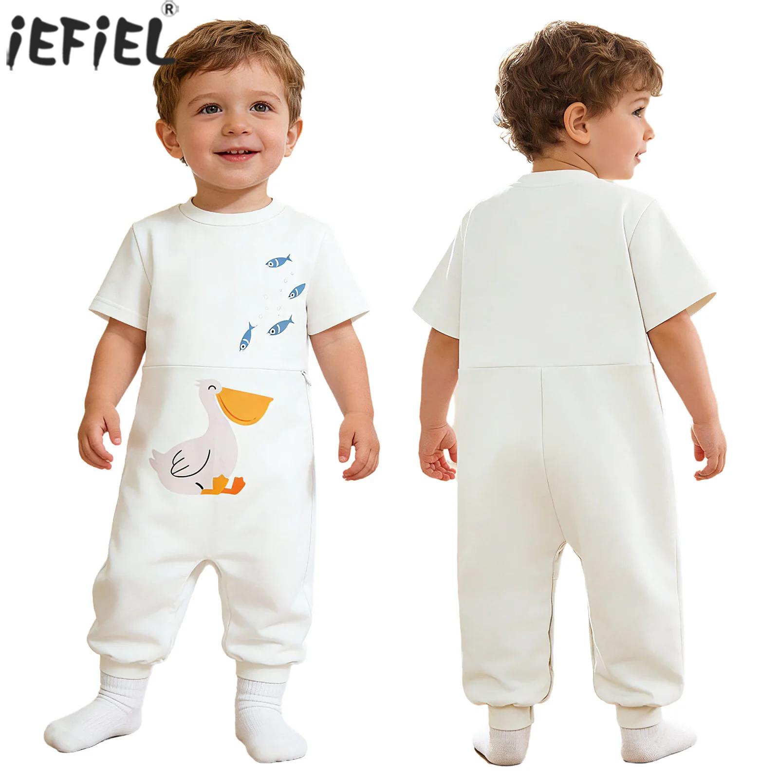 Summer Clothing Boys - ชุดจั๊มสูทเด็กทารกชายหญิง สำหรับเด็กพิเศษ ช่วยในการปรับตัว แขนสั้น ซิปเป้า ช่วยให้สะดวกในการป้อนอาหาร
