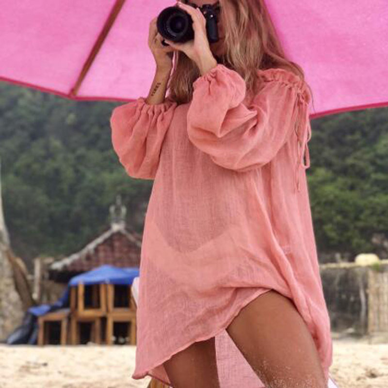 Sarong Pareo Wrap - ใหม่ชายหาดสวม COVER-UPS ผู้หญิงผ้าฝ้ายสีขาวเสื้อบิกินี่กระโปรงชุดว่ายน้ําชุดว่ายน้ําฤดูร้อน Sarong plage pareo