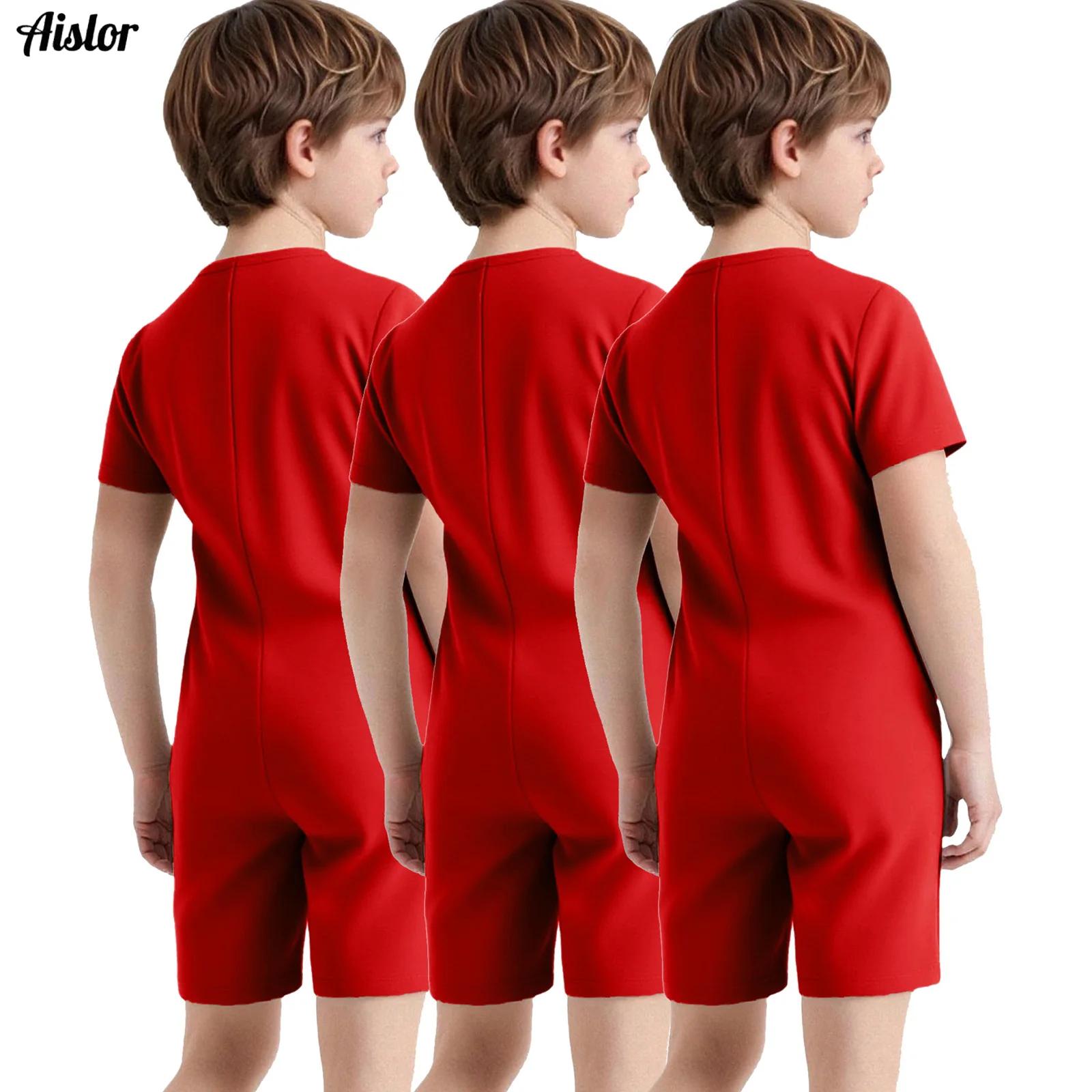 Summer Clothing Boys - ชุดจั๊มสูทเด็ก 3 ชิ้น สำหรับเด็กหญิงและเด็กชายที่มีความต้องการพิเศษ ผ้าฝ้าย แขนสั้น