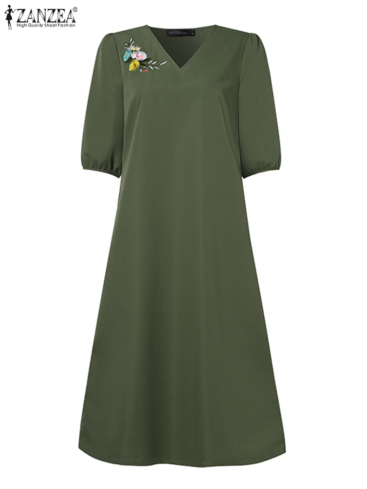 2024 ZANZEA ฤดูร้อนแฟชั่นผู้หญ - Sundress Midi Floral บทวิจารณ์และราคา