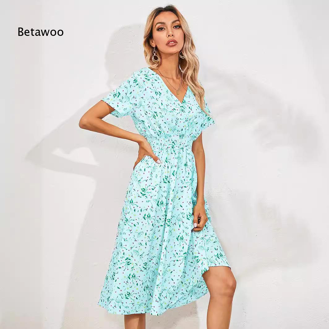 เดรสลายดอกไม้ Ditsy ความยาวปาน - Sundress Midi Floral บทวิจารณ์และราคา