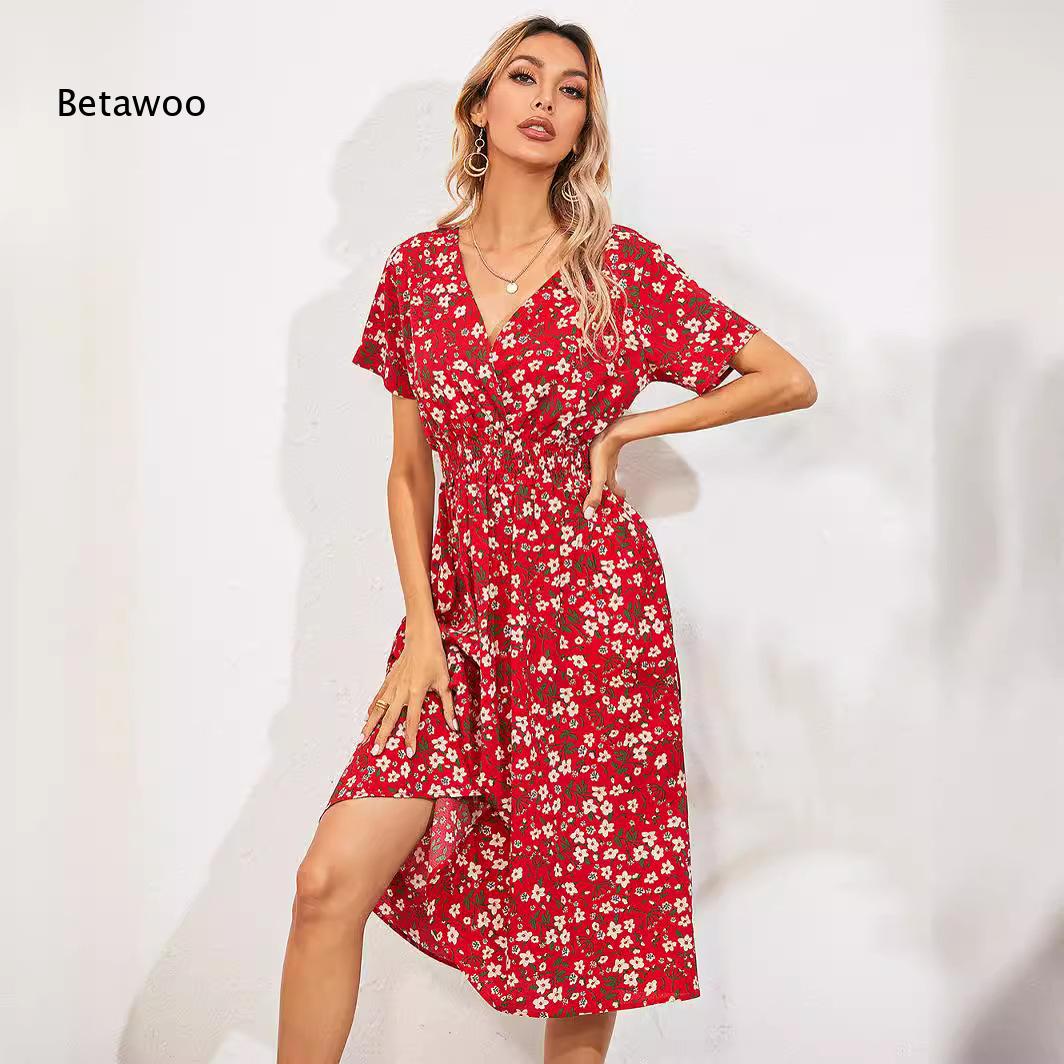 เดรสลายดอกไม้ Ditsy ความยาวปาน - Sundress Midi Floral บทวิจารณ์และราคา