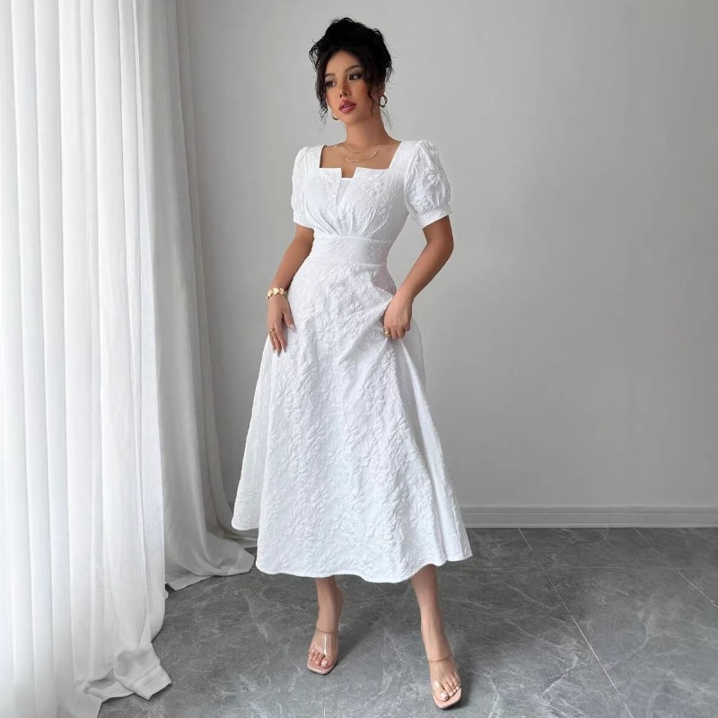 เดรสยาวปานกลางลายดอกไม้สีขาวสำ - Sundress Midi Floral บทวิจารณ์และราคา