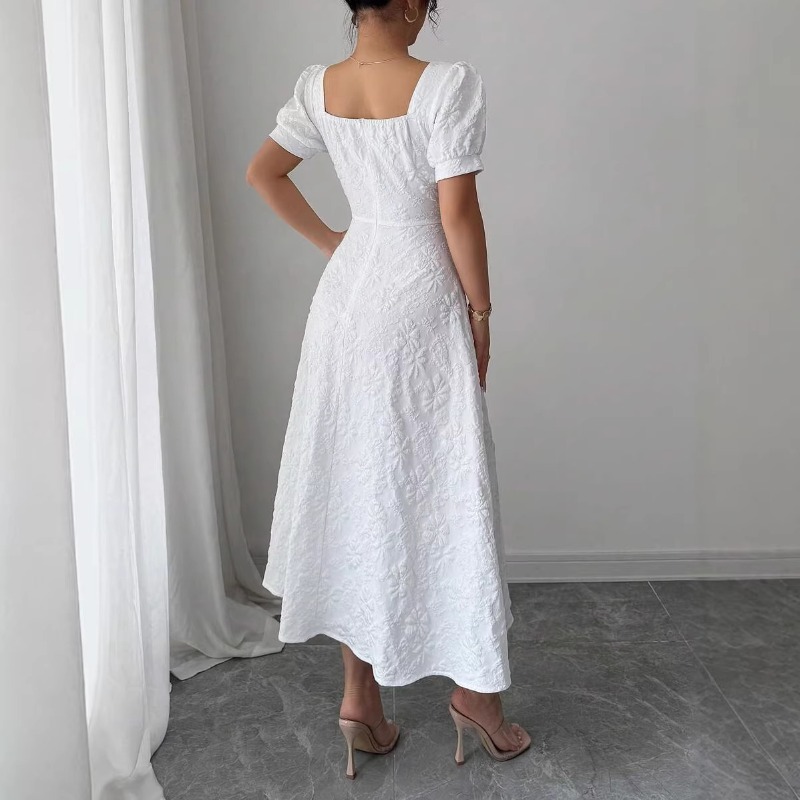 เดรสยาวปานกลางลายดอกไม้สีขาวสำ - Sundress Midi Floral บทวิจารณ์และราคา