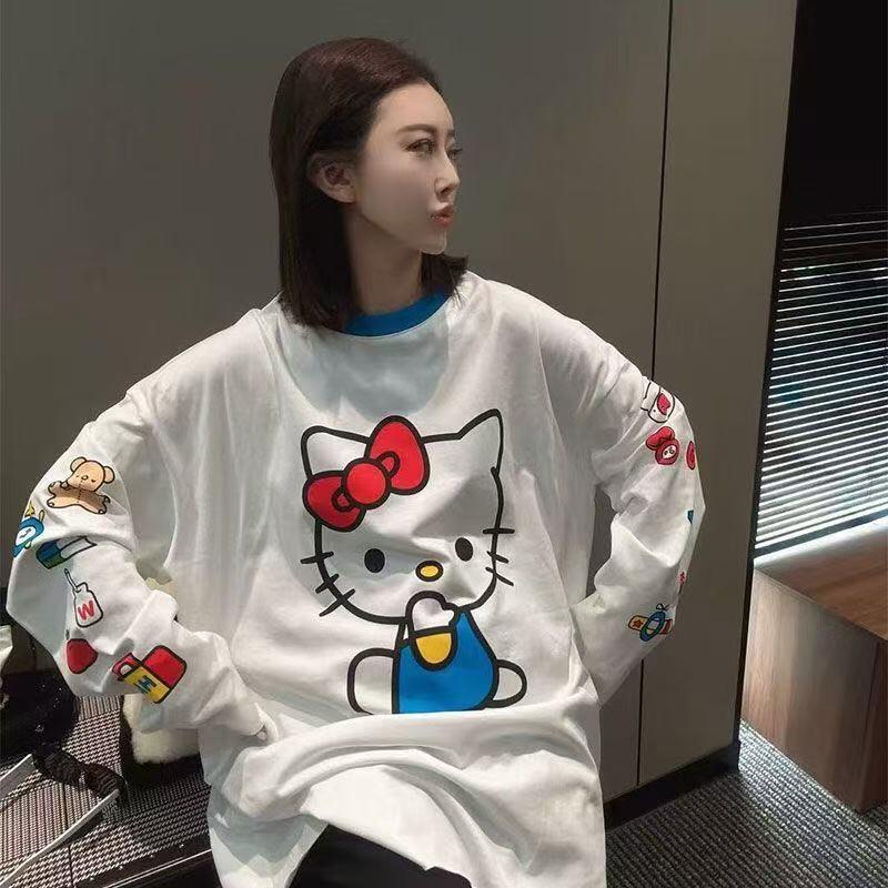 เสื้อยืดแขนยาวลายการ์ตูนเฮลโล  - Summer Clothing Styles For Women บทวิจารณ์และราคา