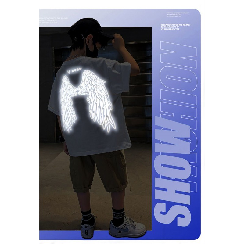 เสื้อยืดแขนสั้นผ้าฝ้ายลายปีกสะ - Summer Clothing Boys บทวิจารณ์และราคา