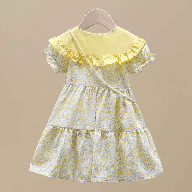 2PCS ฤดูร้อนดอกไม้สีเหลืองเด็ก - Sundress Midi Floral บทวิจารณ์และราคา