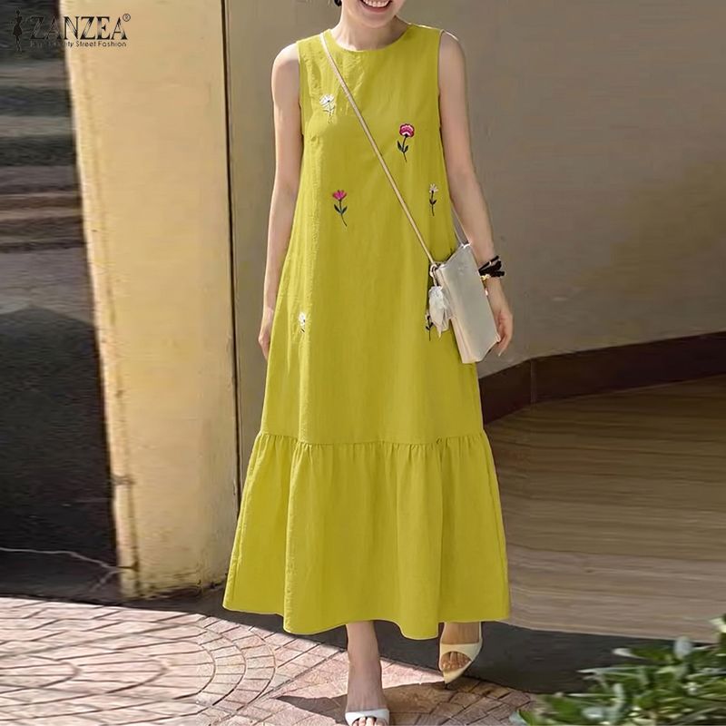 ชุดเดรสลำลองสำหรับผู้หญิง คอโอ - Sundress Midi Floral บทวิจารณ์และราคา