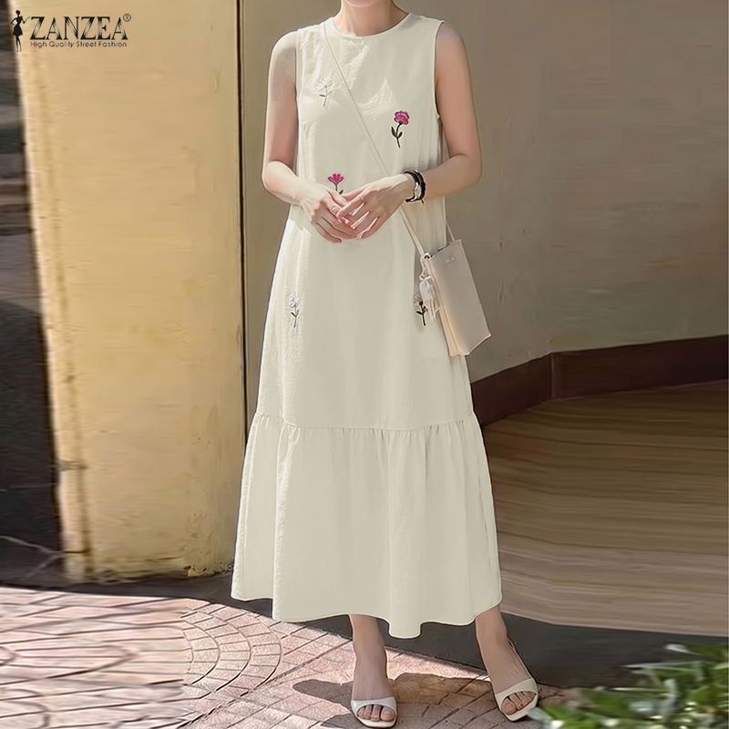 ชุดเดรสลำลองสำหรับผู้หญิง คอโอ - Sundress Midi Floral บทวิจารณ์และราคา